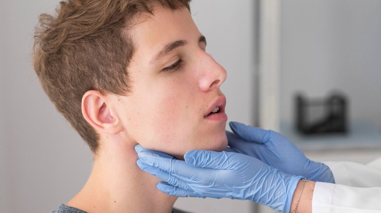 Çene eklemi (TMJ) yapısını ve ağrı bölgelerini gösteren detaylı diş hekimliği görseli.