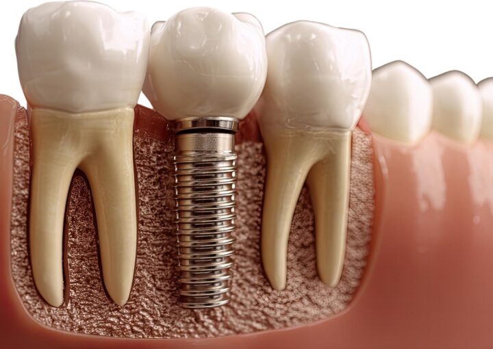 İmplant çevresindeki diş eti dokularının değerlendirildiği periodontal muayene ve implant kontrolünü gösteren görsel.