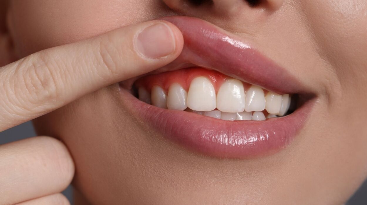 Diyabeti bulunan hastada diş eti sağlığı ve periodontal dokuların klinik muayene sırasında değerlendirildiği görsel.